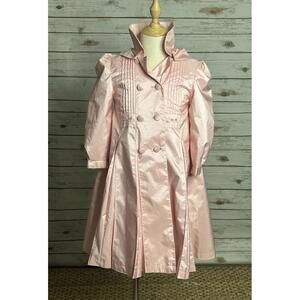Vintage Rothschild pink double-breasted hooded pleated dress/rain coat Size 5